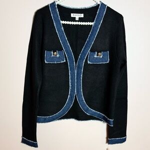 Nanette Lepore Denim Trim Cardigan